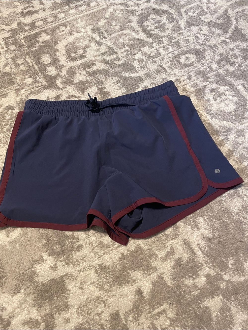 athletica Navy Shorts with Burgundy Trim